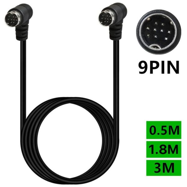 Double Curved mini DIN 9 Pin TV Audio Adapter Cable, Length: 0.5m (Black) - Image 2