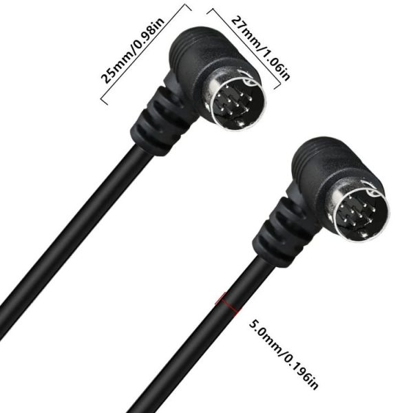 Double Curved mini DIN 9 Pin TV Audio Adapter Cable, Length: 0.5m (Black) - Image 4