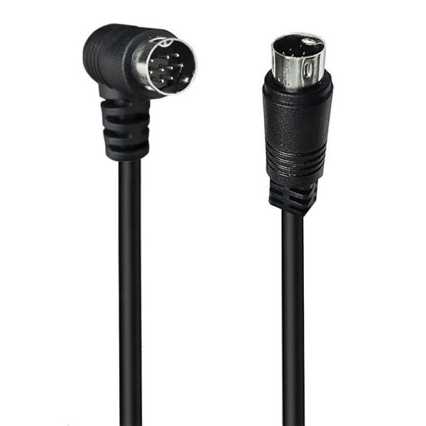 Single Curved mini DIN 9 Pin TV Audio Adapter Cable, Length: 0.5m (Black)