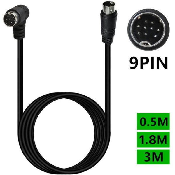 Single Curved mini DIN 9 Pin TV Audio Adapter Cable, Length: 0.5m (Black) - Image 2