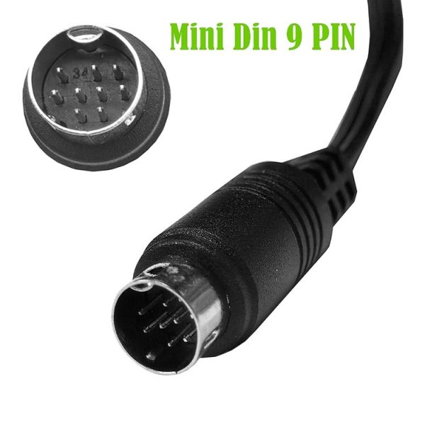 Single Curved mini DIN 9 Pin TV Audio Adapter Cable, Length: 0.5m (Black) - Image 4
