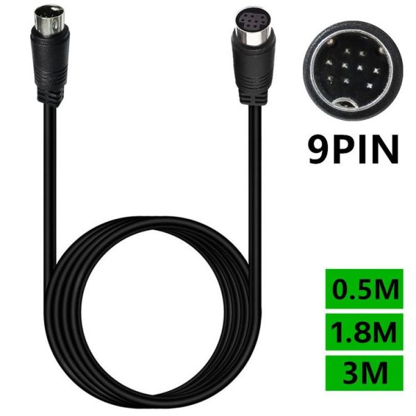 90 Degree mini DIN 9 Pin Male to Female TV Box Adapter Cable, Length: 0.5m (Black) - Image 2