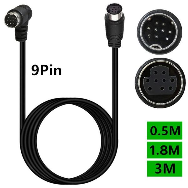 Curved mini DIN 9 Pin Male to Female TV Box Adapter Cable, Length: 0.5m (Black) - Image 2