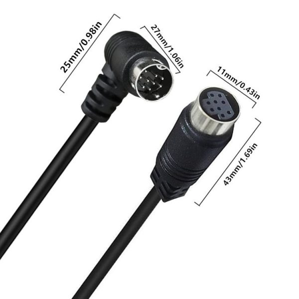 Curved mini DIN 9 Pin Male to Female TV Box Adapter Cable, Length: 0.5m (Black) - Image 4
