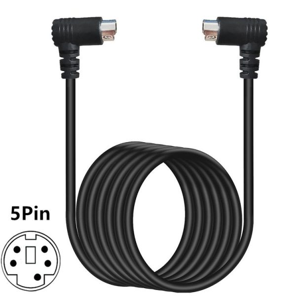 Mini DIN 5 Pin Core Audio / Video Cable, Length: 0.5m (Male to Female Elbow) - Image 3