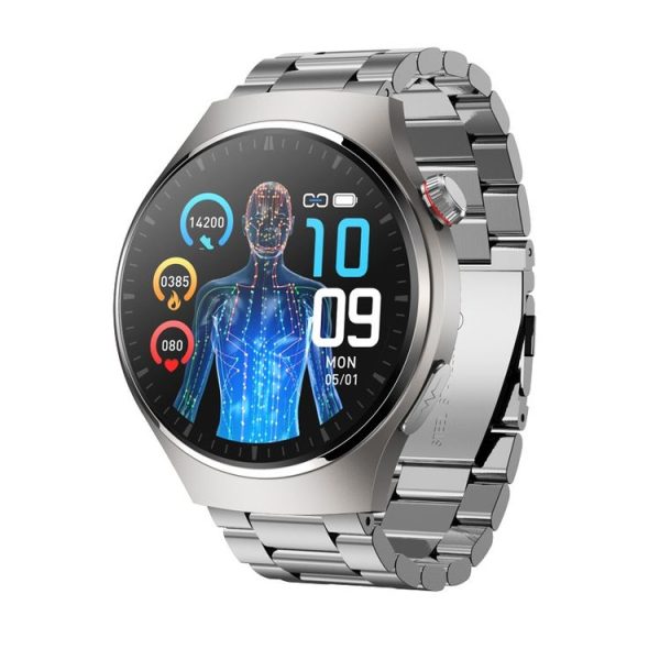 MT200 1.43 inch AMOLED IP67 Steel Band Smart Call Watch, Support ECG (Silver)