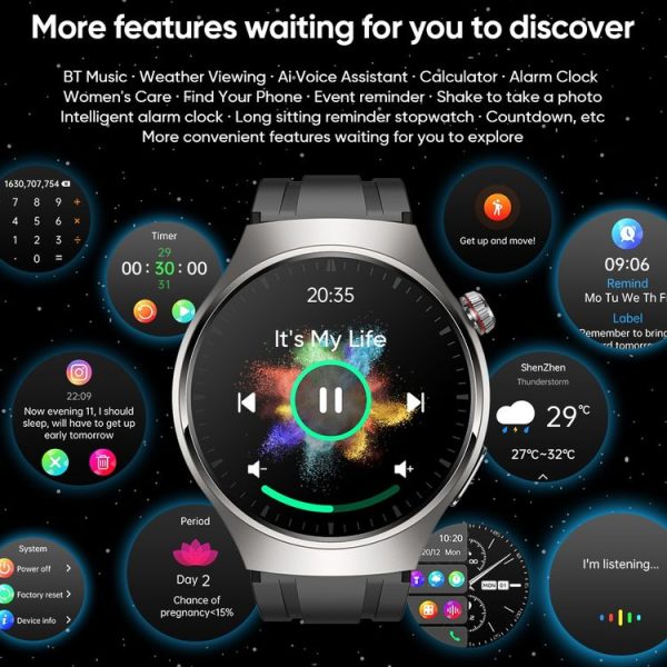 MT200 1.43 inch AMOLED IP67 Steel Band Smart Call Watch, Support ECG (Silver) - Image 10