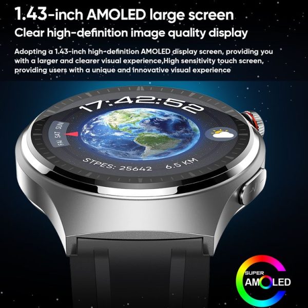 MT200 1.43 inch AMOLED IP67 Steel Band Smart Call Watch, Support ECG (Silver) - Image 2