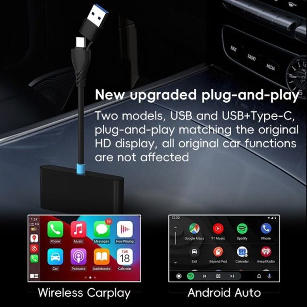 P40 CarPlay and Android Auto Car Connectivity Box Wireless Adapter (Black) - Image 5