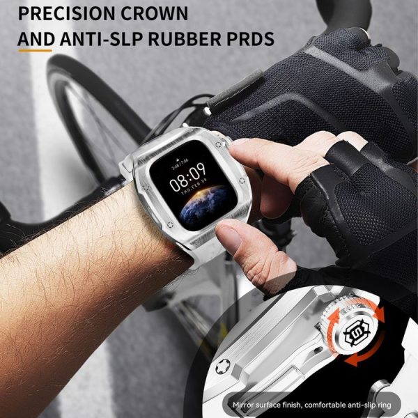 Apple Watch Series 10 46mm RedPepper Armor Metal Case Integrated Silicone Watch Band (Steel White) - Image 10