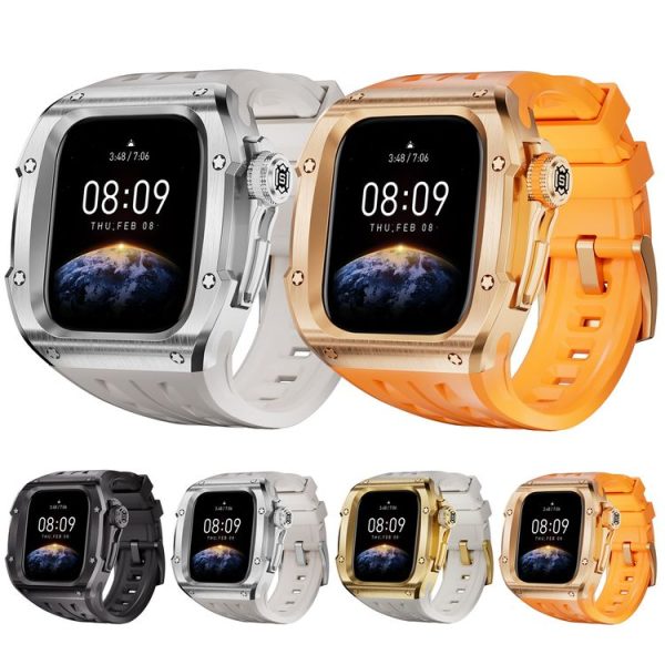 Apple Watch Series 10 46mm RedPepper Armor Metal Case Integrated Silicone Watch Band (Steel White) - Image 12