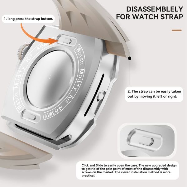 Apple Watch Series 10 46mm RedPepper Armor Metal Case Integrated Silicone Watch Band (Steel White) - Image 3