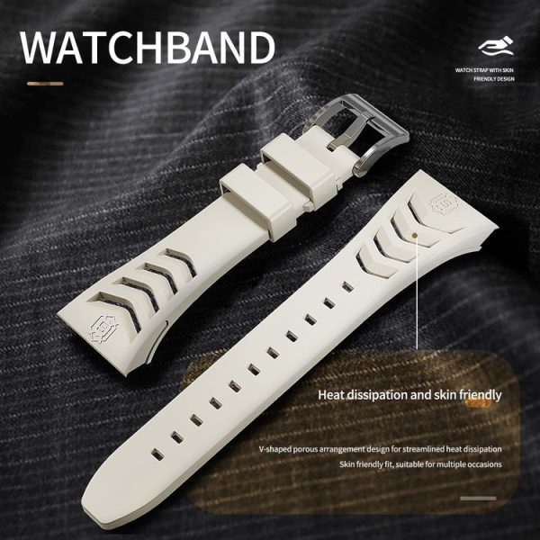 Apple Watch 44mm / 45mm RedPepper Armor Metal Case Integrated Silicone Watch Band (Sliver White) - Image 2