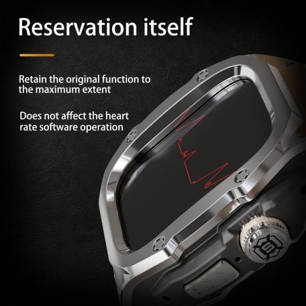 Apple Watch Ultra 1 / 2 49mm RedPepper Armor Metal Case Integrated Silicone Watch Band (Steel Black White) - Image 10