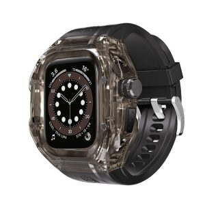 Apple Watch Ultra 1 / 2 49mm RedPepper Armor Metal Case Integrated Silicone Watch Band (Clear Black Black)