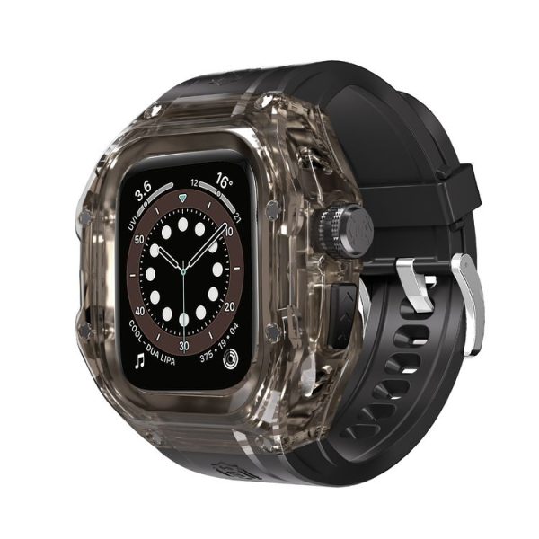 Apple Watch Ultra 1 / 2 49mm RedPepper Armor Metal Case Integrated Silicone Watch Band (Clear Black Black)