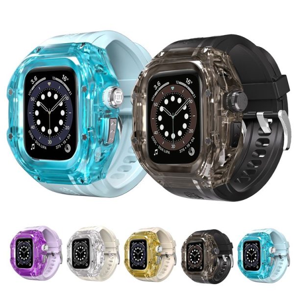 Apple Watch Ultra 1 / 2 49mm RedPepper Armor Metal Case Integrated Silicone Watch Band (Clear Black Black) - Image 12