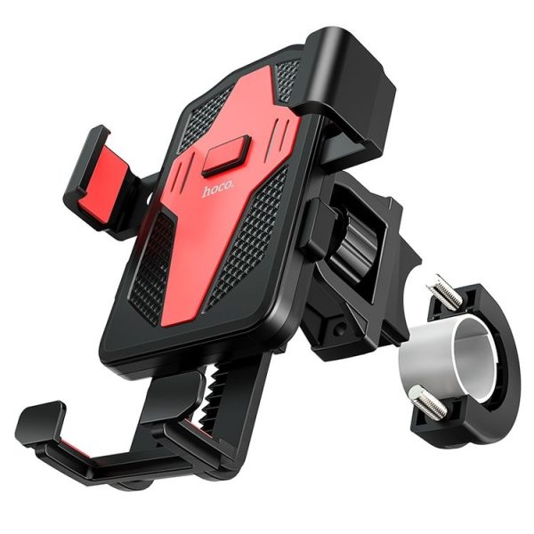 Hoco CA73 One-button Bicycle / Motorcycle Universal Bracket Phone Mount (Black Red) - Image 3