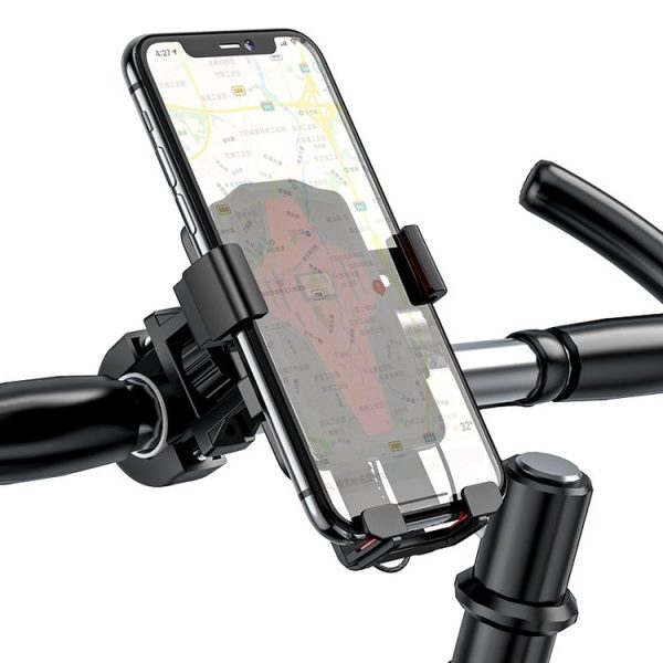 Hoco CA73 One-button Bicycle / Motorcycle Universal Bracket Phone Mount (Black Red) - Image 6