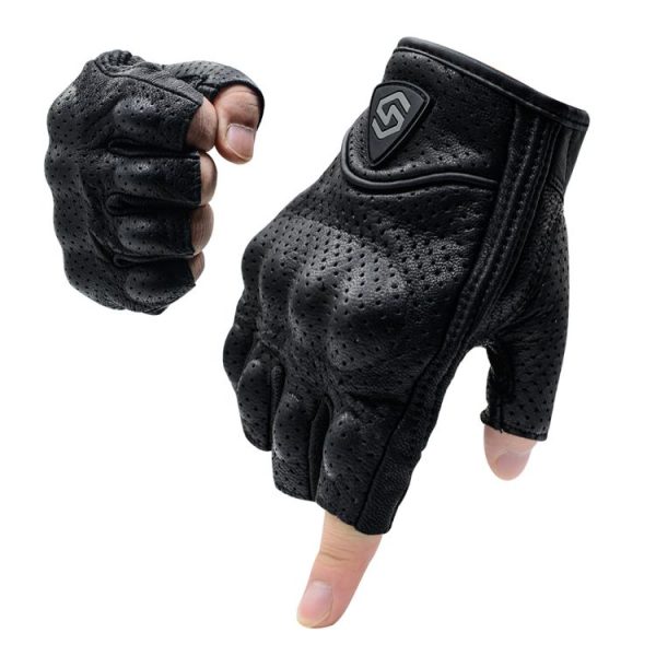 WUPP CS-1045A Motorcycle Racing Cycling Leather Breathable Half Finger Gloves, Size: M (Black) - Image 2