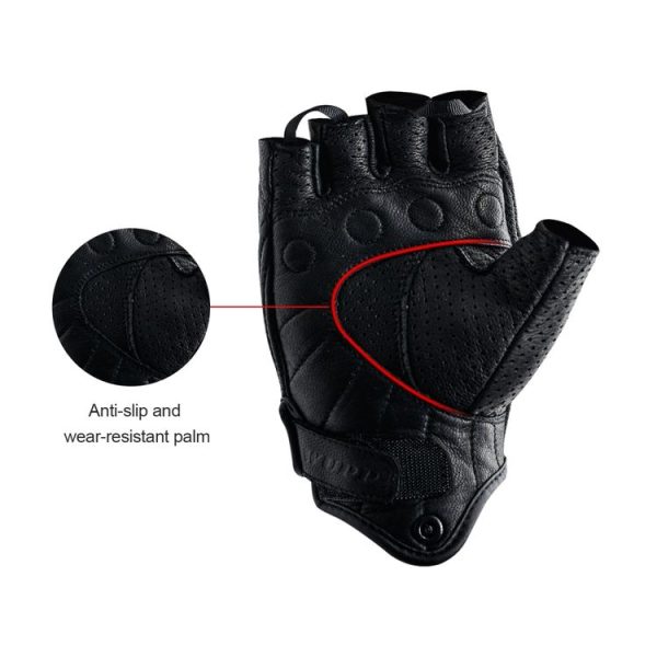 WUPP CS-1045A Motorcycle Racing Cycling Leather Breathable Half Finger Gloves, Size: M (Black) - Image 3