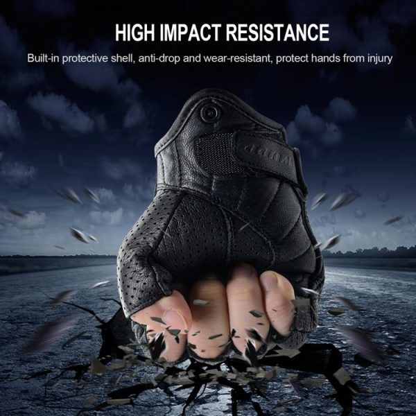 WUPP CS-1045A Motorcycle Racing Cycling Leather Breathable Half Finger Gloves, Size: M (Black) - Image 6