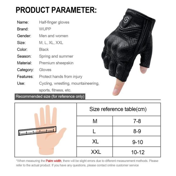 WUPP CS-1045A Motorcycle Racing Cycling Leather Breathable Half Finger Gloves, Size: M (Black) - Image 8