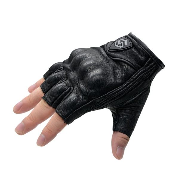 WUPP CS-1046A Motorcycle Racing Cycling Windproof Leather Half Finger Gloves, Size: L (Black) - Image 3