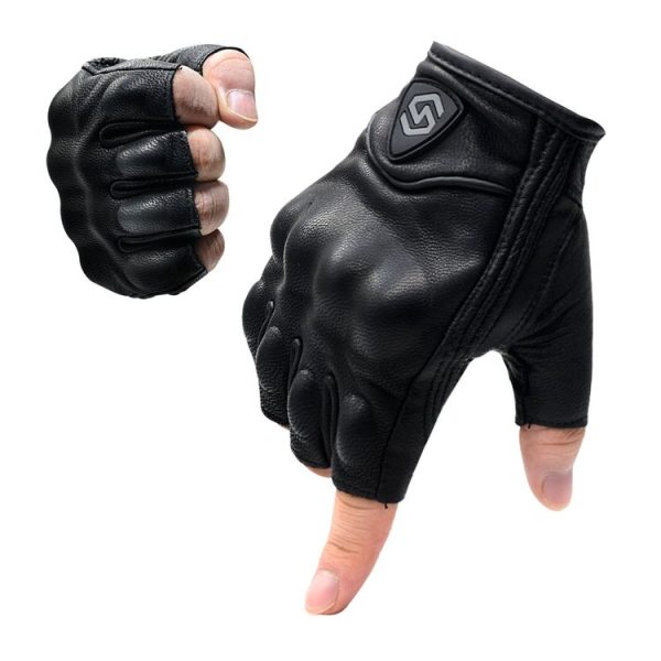 WUPP CS-1046A Motorcycle Racing Cycling Windproof Leather Half Finger Gloves, Size: L (Black) - Image 6