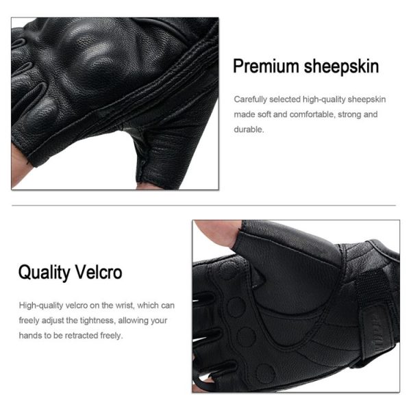 WUPP CS-1046A Motorcycle Racing Cycling Windproof Leather Half Finger Gloves, Size: XL (Black) - Image 9