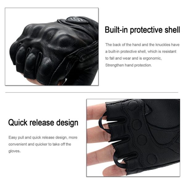 WUPP CS-1046A Motorcycle Racing Cycling Windproof Leather Half Finger Gloves, Size: XXL (Black) - Image 8