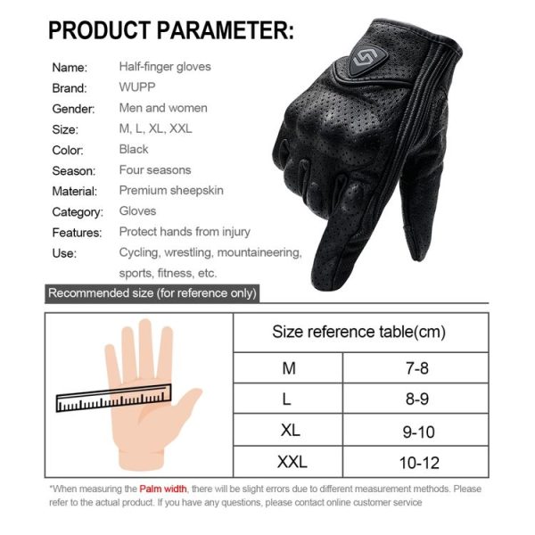 WUPP CS-1048A Motorcycle Racing Cycling Windproof Breathable Leather Full Finger Gloves with Holes, Size: L (Black) - Image 11