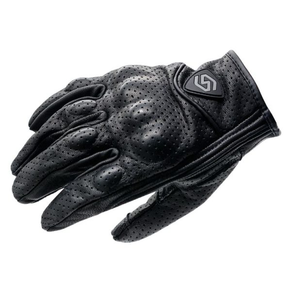 WUPP CS-1048A Motorcycle Racing Cycling Windproof Breathable Leather Full Finger Gloves with Holes, Size: L (Black) - Image 2