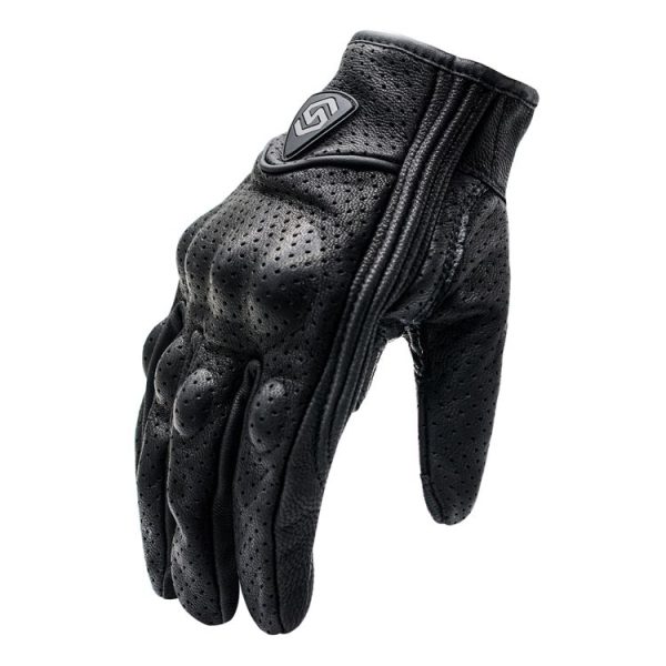 WUPP CS-1048A Motorcycle Racing Cycling Windproof Breathable Leather Full Finger Gloves with Holes, Size: L (Black) - Image 4