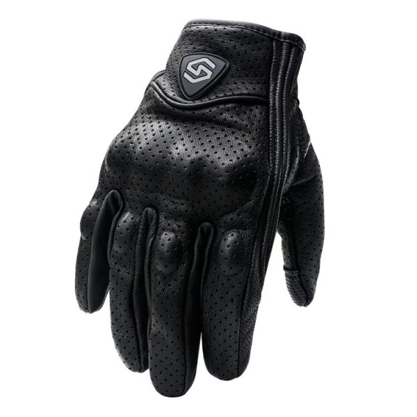 WUPP CS-1048A Motorcycle Racing Cycling Windproof Breathable Leather Full Finger Gloves with Holes, Size: XL (Black) - Image 3