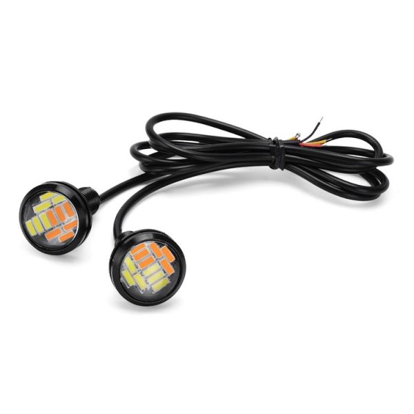10 PCS 23mm 12LEDs SMD-4014 DC9-80V Motorcycle Eagle Eye Light (White and Yellow Light) - Image 2