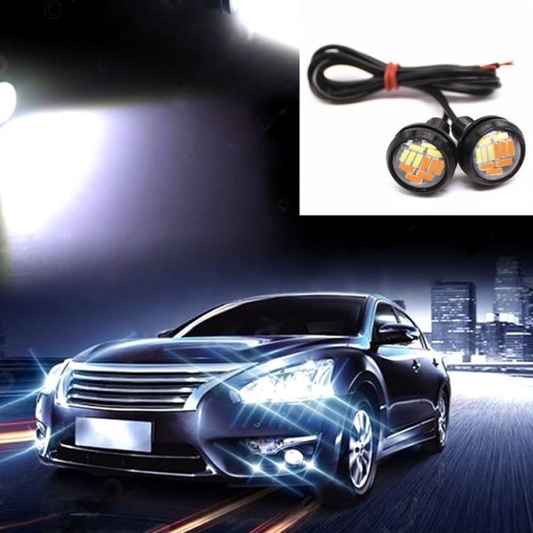 10 PCS 23mm 12LEDs SMD-4014 DC9-80V Motorcycle Eagle Eye Light (White and Yellow Light) - Image 3