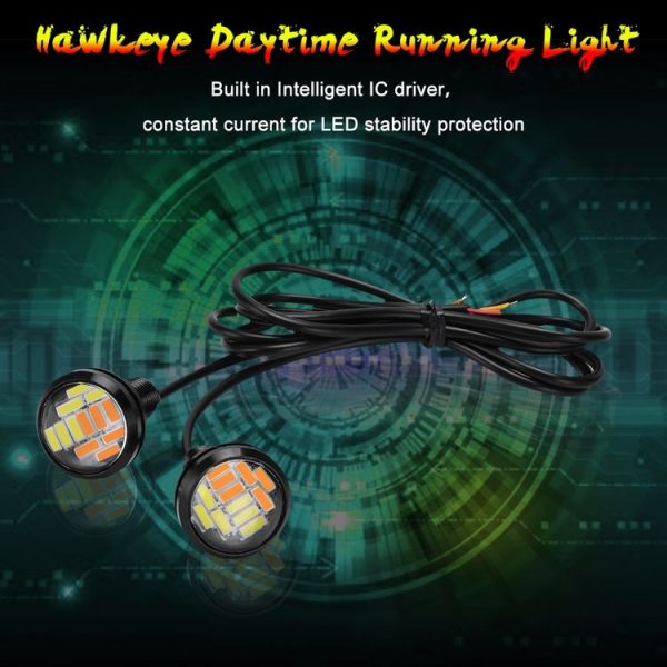 10 PCS 23mm 12LEDs SMD-4014 DC9-80V Motorcycle Eagle Eye Light (White and Yellow Light) - Image 4