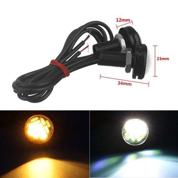 10 PCS 23mm 12LEDs SMD-4014 DC9-80V Motorcycle Eagle Eye Light (White and Yellow Light) - Image 8