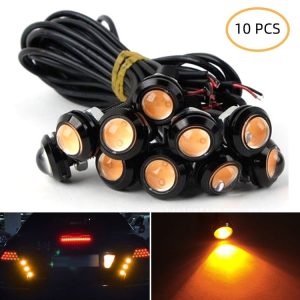 10 PCS 18mm 1.5W DC9-80V Motorcycle Eagle Eye Light Double Lens (Yellow Light)