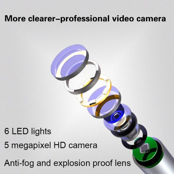 T1 WiFi 3.9mm 5.0MP HD Visual Earpick Digital Endoscope (Purple) - Image 6