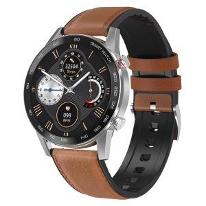 V inch Touch Screen Dual-mode Bluetooth Smart Watch, Support Sleep Monitor / Heart Rate Monitor / Blood Pressure Monitoring (Brown Leather Strap)