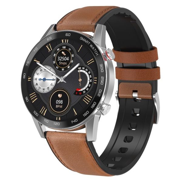 V inch Touch Screen Dual-mode Bluetooth Smart Watch, Support Sleep Monitor / Heart Rate Monitor / Blood Pressure Monitoring (Brown Leather Strap)