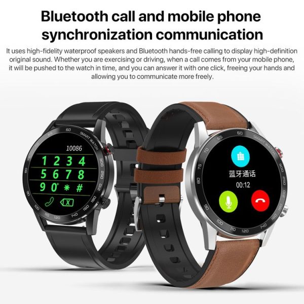 V inch Touch Screen Dual-mode Bluetooth Smart Watch, Support Sleep Monitor / Heart Rate Monitor / Blood Pressure Monitoring (Brown Leather Strap) - Image 7