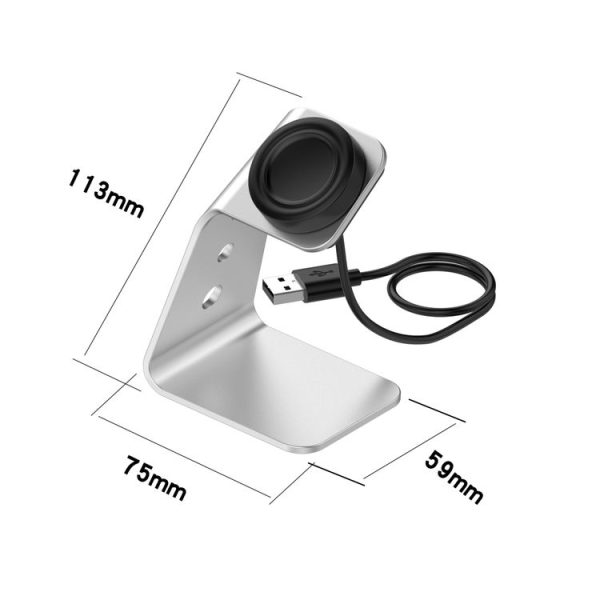 Samsung R800 / Galaxy Watch Universal Aluminum Alloy Magnetic Charger Holder with Chip Protection, Support Fast Charging (Silver) - Image 3