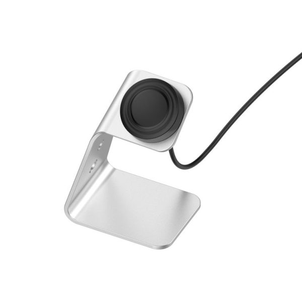 Samsung R800 / Galaxy Watch Universal Aluminum Alloy Magnetic Charger Holder with Chip Protection, Support Fast Charging (Silver) - Image 5