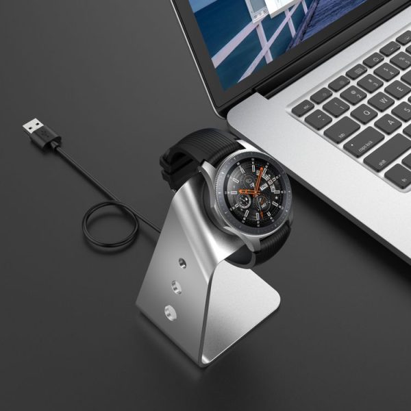 Samsung R800 / Galaxy Watch Universal Aluminum Alloy Magnetic Charger Holder with Chip Protection, Support Fast Charging (Silver) - Image 9