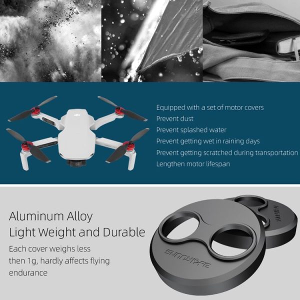 Sunnylife Dust-proof Waterproof Aluminum Alloy Motor Cover for DJI Mini 3 Pro / Mavic Mini / Mini SE (Black) - Image 6