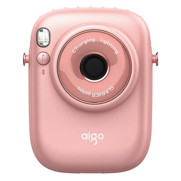Aigo AGF-05 Portable Waist and Neck Hanging Small Fan with Light & Three-speed Wind Adjustment (Pink)