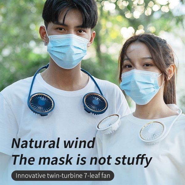 WS36 4.5W 1800mAh Angle Adjustable Three-speed Silent Hanging Neck Fan Multi-function Handheld and Desktop Small Fan (Blue) - Image 14